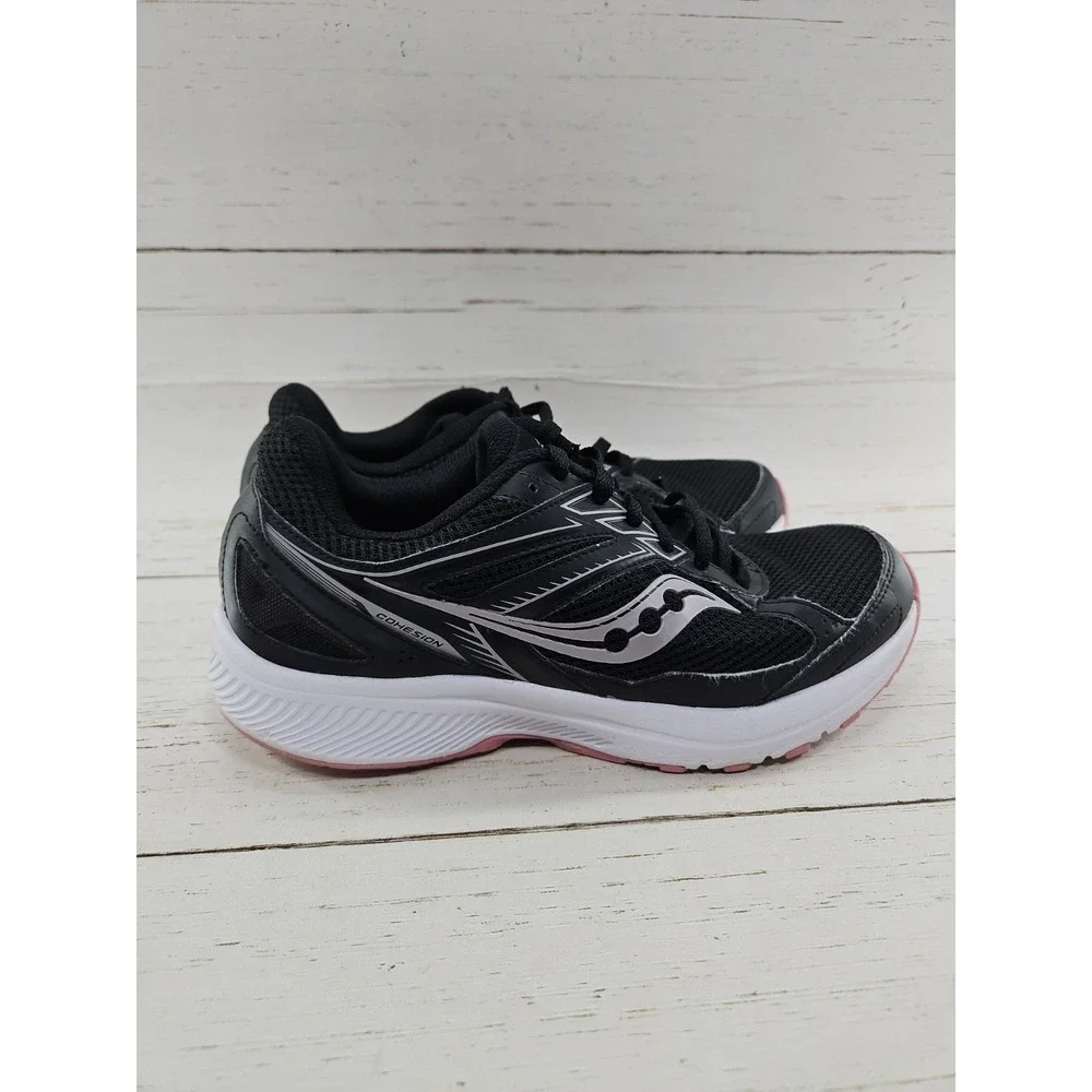 Saucony Cohesion 14 Athletic Running Shoes Womens 9.5 Wide Black Pink S10628-1